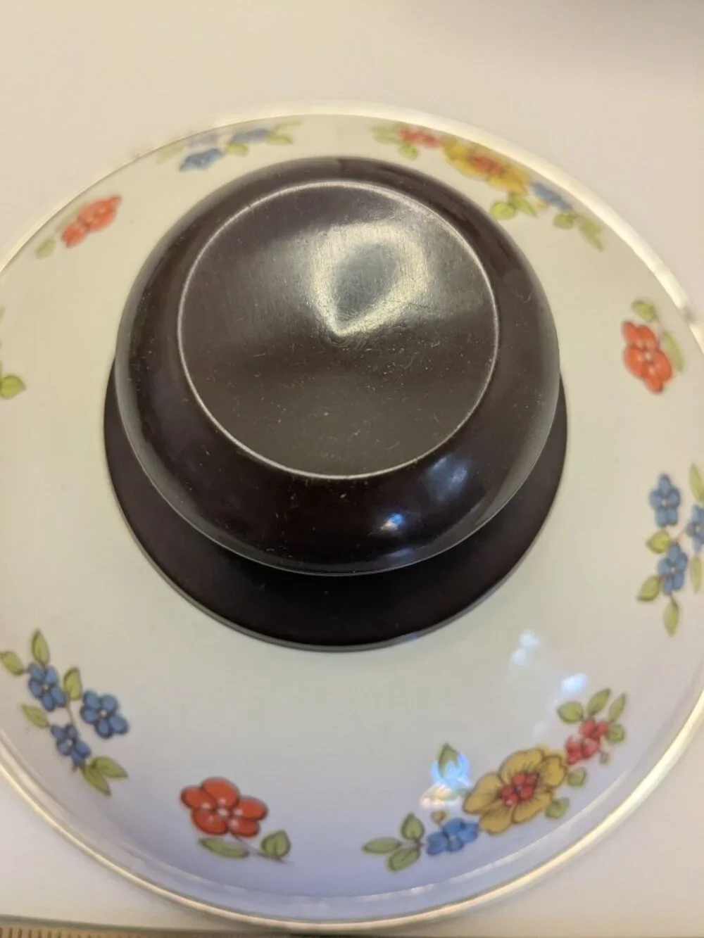 Vtg. Summer Garden By Excel 1-Quart Open Saucepan Lid Porcelain Clad Steel Flor